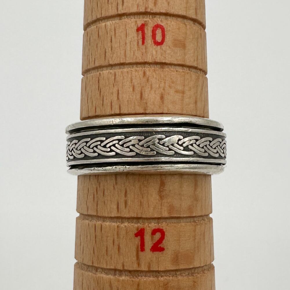 Vtg Mens Celtic Spinner Ring Sterling Silver Braided 90s Fashion 925 Size 10.25 - Picture 4 of 12